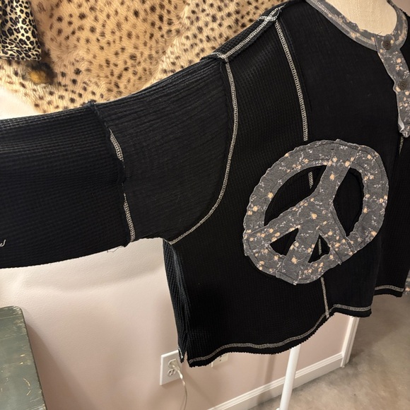 POL Black Tunic with Peace and Floral Accents - Picture 6 of 8